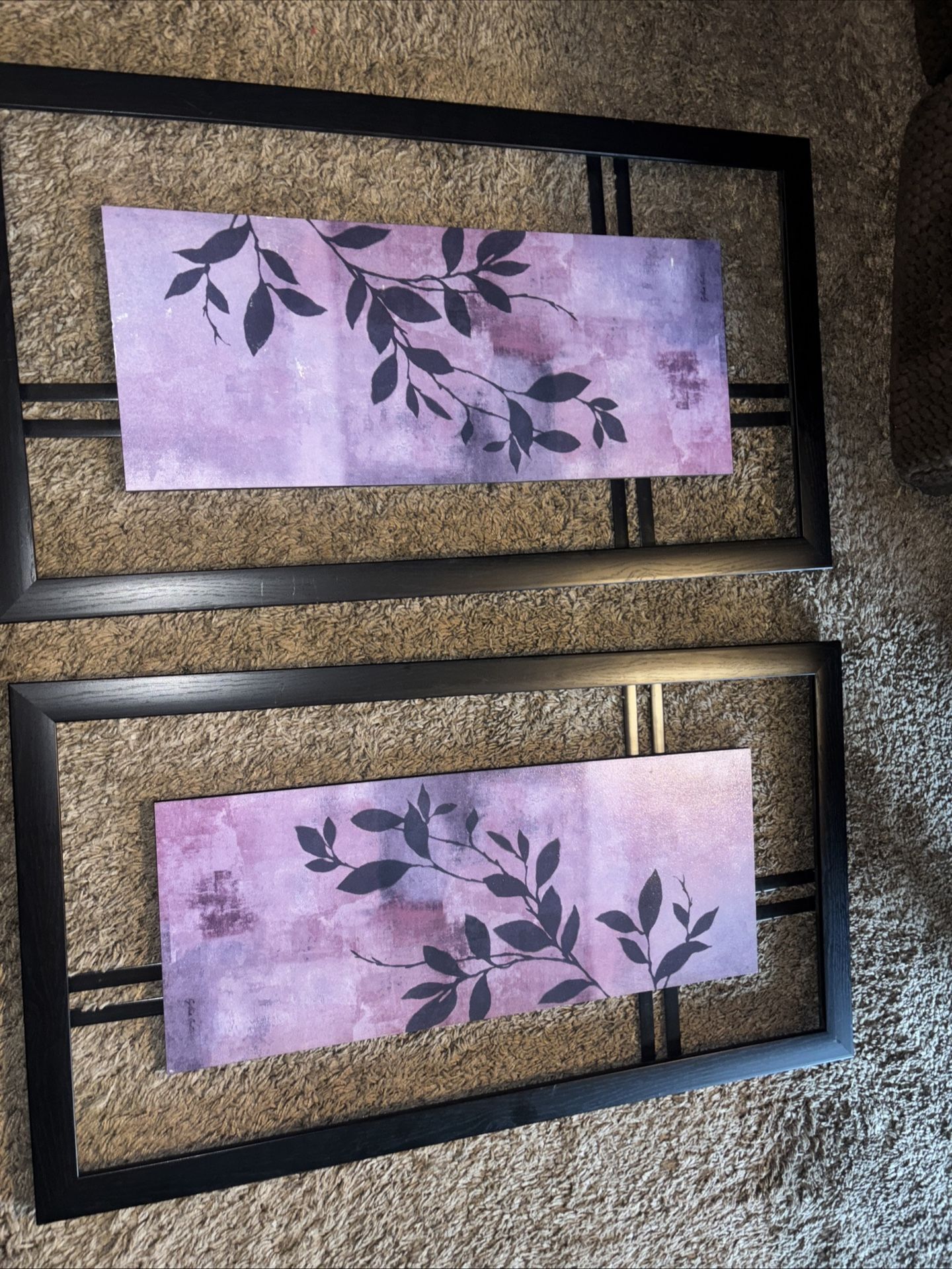 Two Piece Black And Purple Wall Art