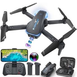 Drone with 1080P Camera for Beginners and Adults, Foldable Remote Control Quadcopter with Voice Control, Gestures Selfie, Altitude Hold, One Key Start