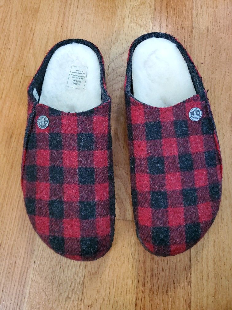 Birkenstock Zermatt Rivet Plaid Red/Black Slippers