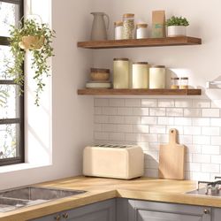 Floating Shelves for Wall, Wall Mounted Shelf Set of 2, 31.5" Hanging Shelf with Invisible Brackets, for Wall Storage in Bathroom Bedroom Kitchen Livi