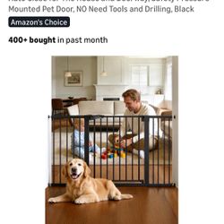 Babelio Extra Wide Baby/Dog Gate PressGuard P7, 29-55" Auto Close for The House and Doorway, Safety Pressure Mounted Pet Door, NO Need Tools 
