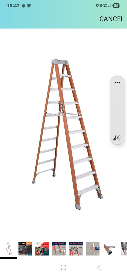 Louisville Ladder 10-Foot Fiberglass Step Ladder, 300-Pound Load Capacity, Type IA, FS1510