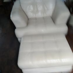 Faux Leather Oversized Chair And Ottoman 