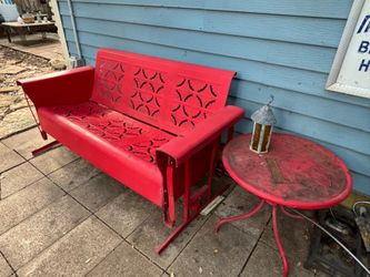 1940s chair with matching table. Original paint.