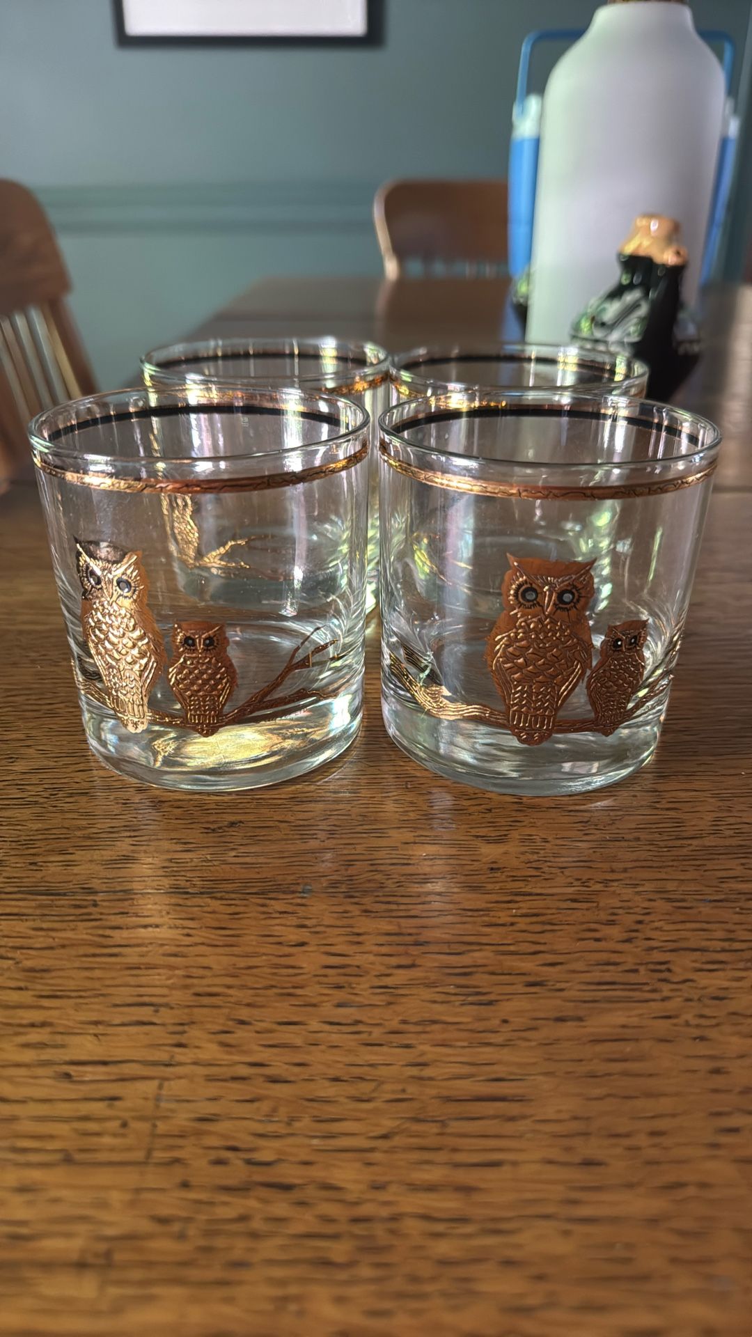 Gold Owl Glasses Set