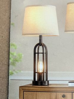 Set of Farmhouse Lamps for Night Stands with USB A+C