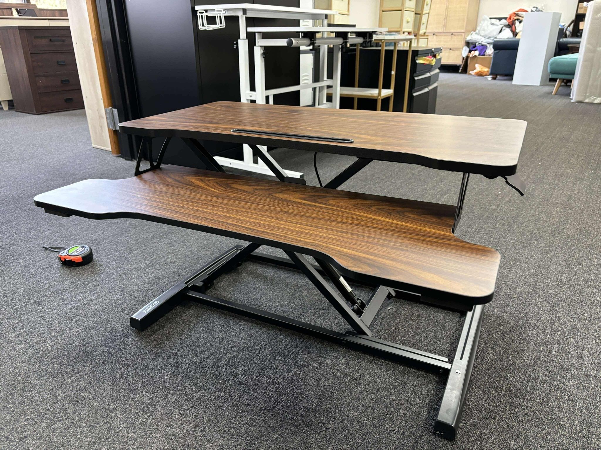 FITUEYES Height Adjustable Standing Desk 32” Wide Sit to Stand Converter Stand Up Desk