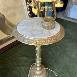 French Brass Marble Telephone Table 