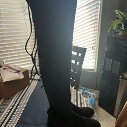 Black thigh high flats size 6