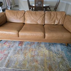Tan Leather Sofa - Mid Century