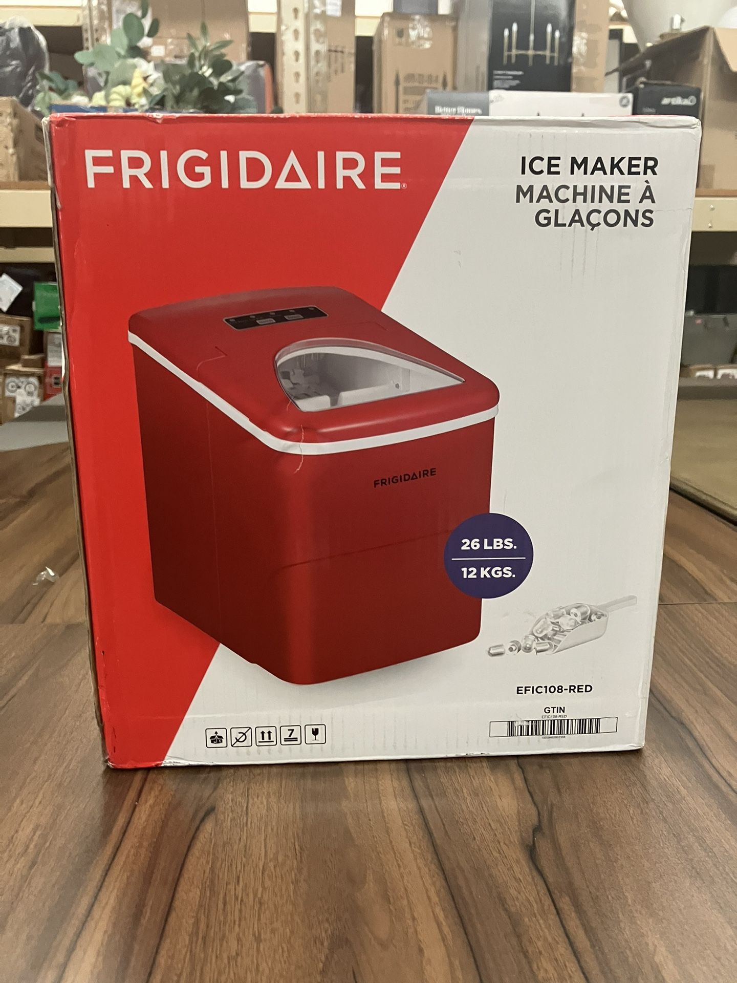 26lb. Portable Countertop Icemaker - EFIC108 - RED , New