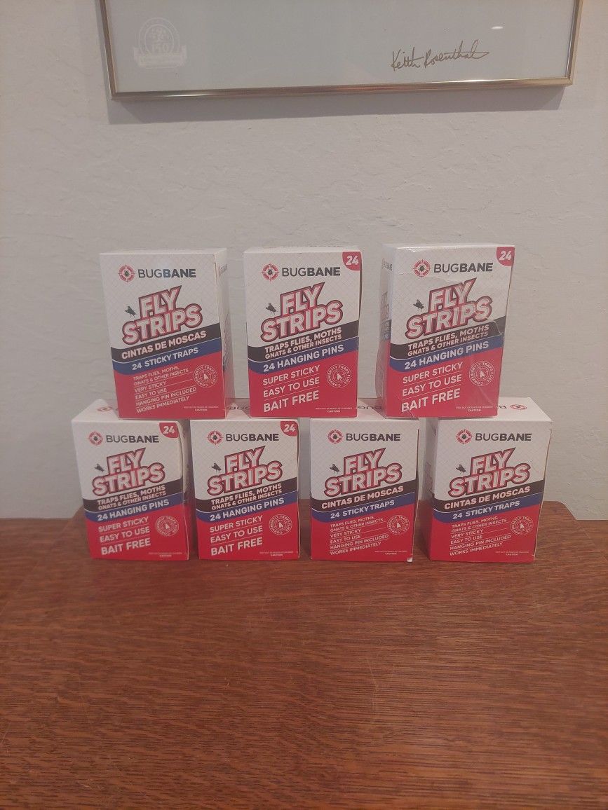 7 Boxes of  24-pack of Bugbane Fly Strips
$5 for all
