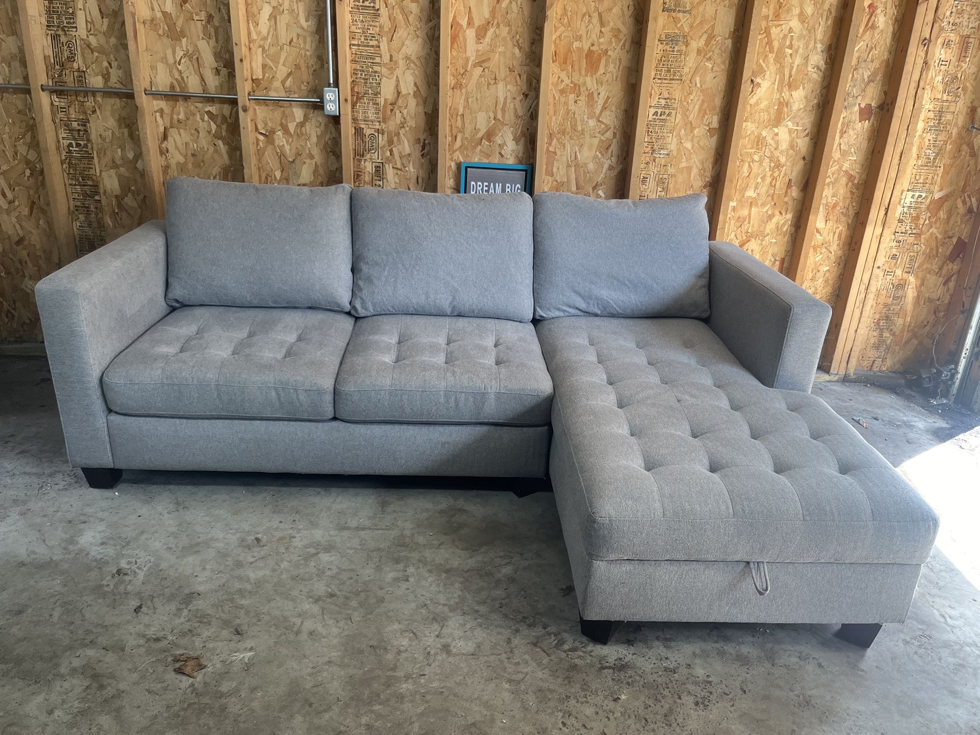 FREE DELIVERY 🚚 World Market Gray Left Facing Trudeau Sectional Sofa with Storage