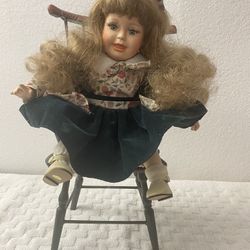 Antique Doll And Chair