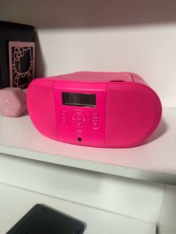 Pink Portable CD Player Boombox with Radio