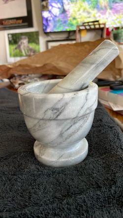 Vintage gray mortar and pestle