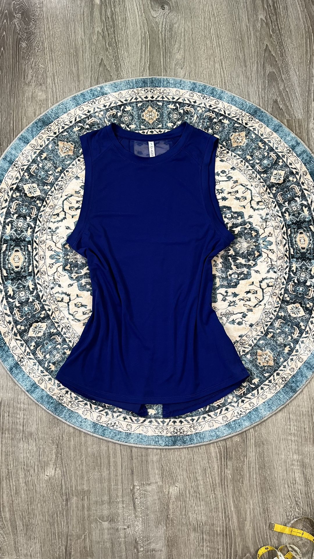 Fabletics XS Oversized Small Royal Blue Active Athletic Tank Top Mesh Slit Back