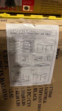 Tiffany Drop Leaf Table – Model 16307 Black