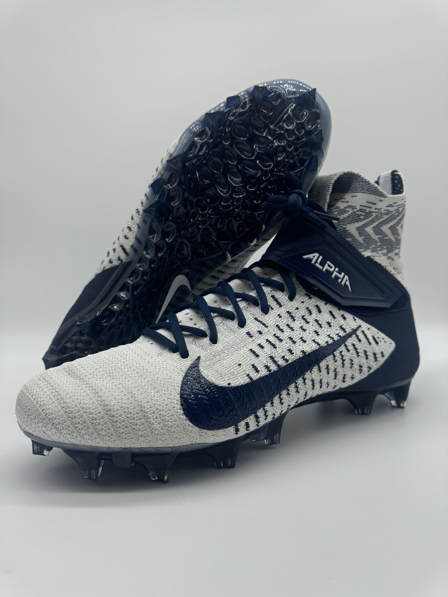 Nike Alpha Menace Elite 2 Football Cleats White Navy Blue BV2077-101 Men's 13.5