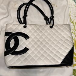 CHANEL Cambon Line Large Tote Bag Leather Black White Used for Sale in El  Monte, CA - OfferUp