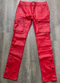 KDNK Red Leather Pants