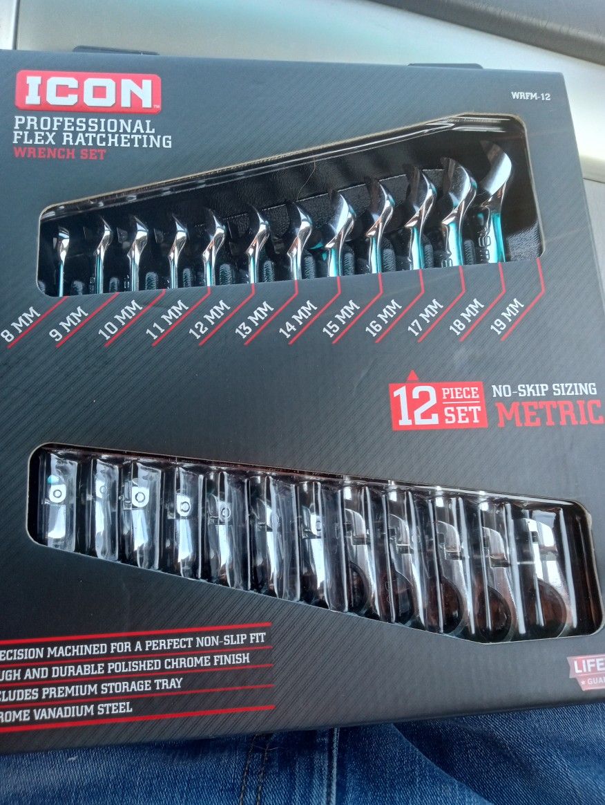 Icon Flex Head Ratchet Wrench Set Metric 
