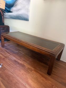 Vintage Bassett Mid-Century Modern Cane & Glass Coffee Table