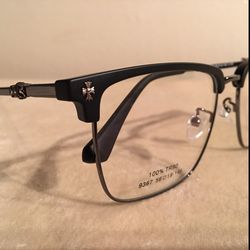 Chrome Glasses Hearts Anti Blue Light Matte Black Eyewear Metal Plastic