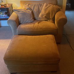 Large Corduroy Chair And Ottoman