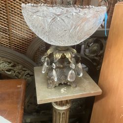 Crystal Glass Gold Gilt Centerpiece Bowl 