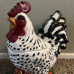 Vintage Hand Painted Rooster Cookie/Biscuit Jar