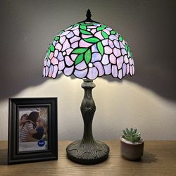 Enjoy Decor Lamps Tiffany Style Table Lamp Purple Stained Glass LED Bulb Included ET1253