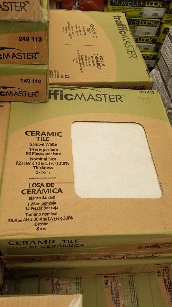 New Trafficmaster Sanibel White 12x12 Ceramic Tile FIRM PRICE EACH CASE