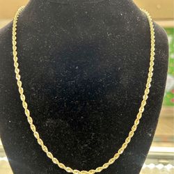 10k Real Gold Rope Chain 3 mm 24 inch