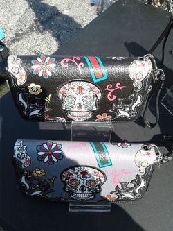 Women purse handbag wallet skull