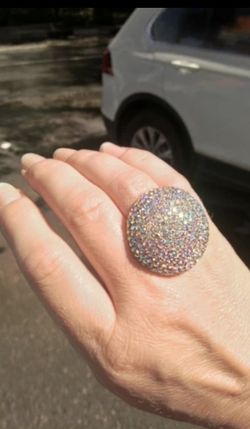 Big ring adjustable super shiny crystals