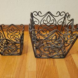 SOUTHERN LIVING at HOME - Set of 2 Rosedale Plant Holders Scrolled Metal Baskets