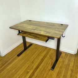 New FEZIBO Standing Desk with Keyboard Tray, 40 x 24 Inch Adjustable Height Sit Stand Desk splice board Computer Workstation, Rustic Brown