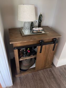 Rustic Wood Cabinet with Sliding Barn Door