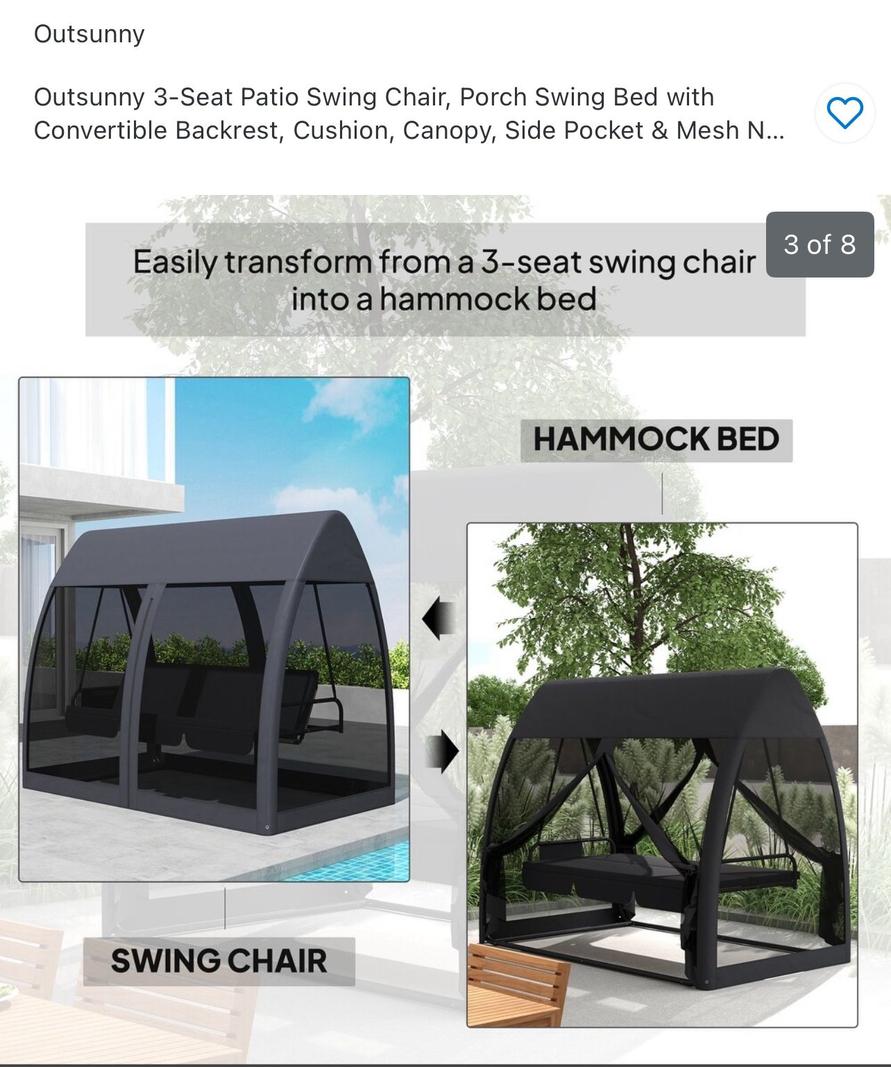 Brand New Outdoor Swing Bed With Shade