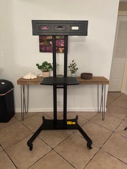 Rolling and Adjustable TV Floor Stand with Wheels