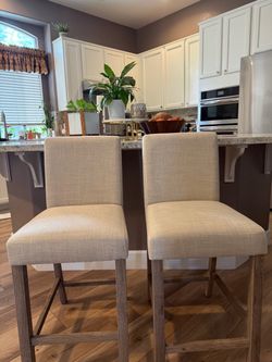 Set of 2 Upholstered Counter Height Bar Stools