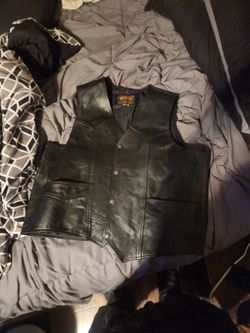Leather motorcycle vest