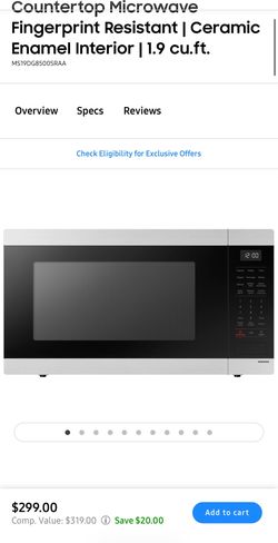 Samsung Countertop Microwave Fingerprint Resistant | Ceramic Enamel Interior | 1.9 cu.ft.
