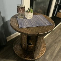 ✨ Perfect for farmhouse or industrial décor!
Rustic Spool Side Table w/ Storage & Wheels 
