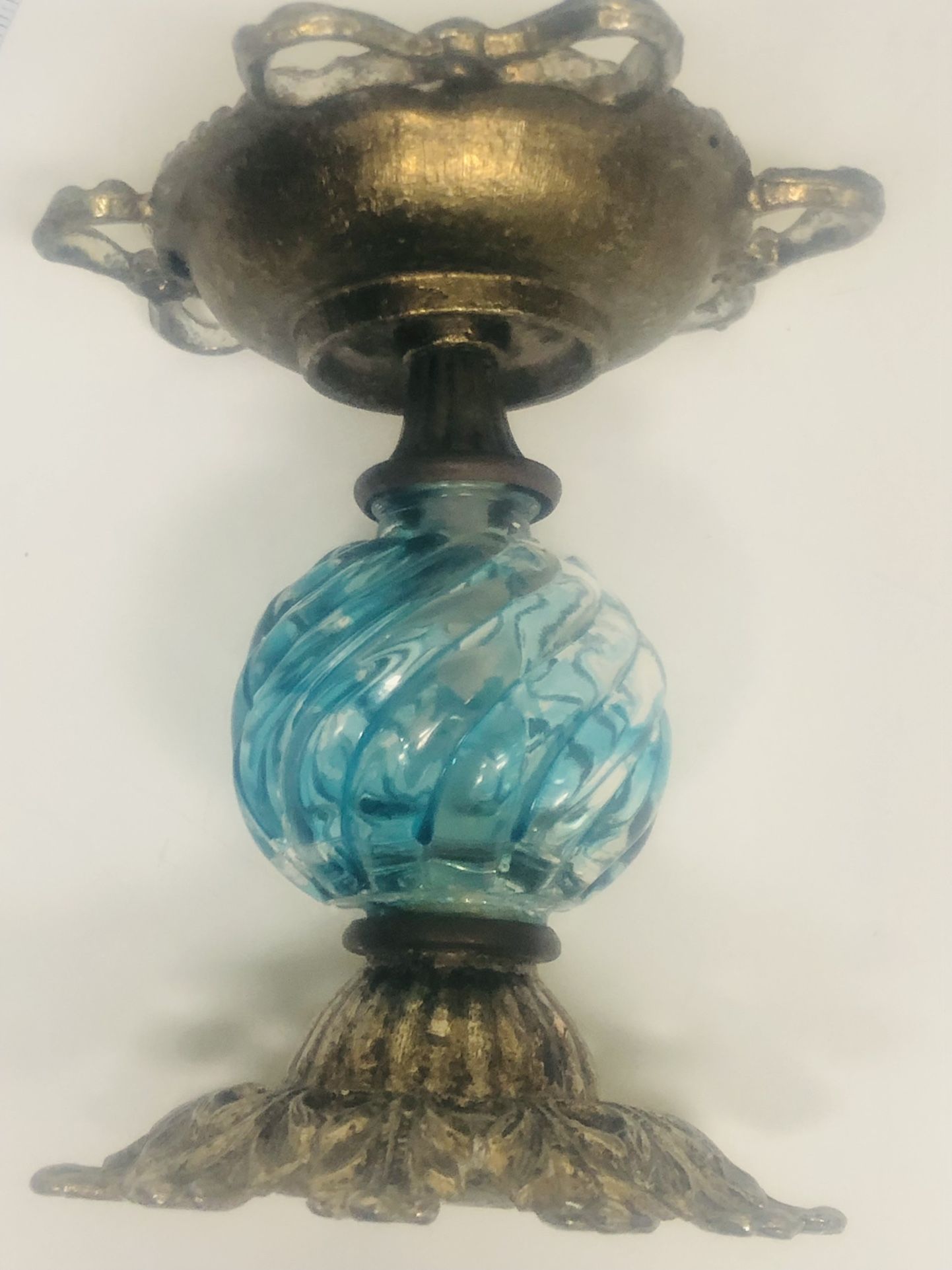 Antique Glass With Metal Candle 