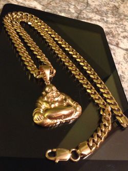Gold Plated Miami Cuban With Buddha Pendant