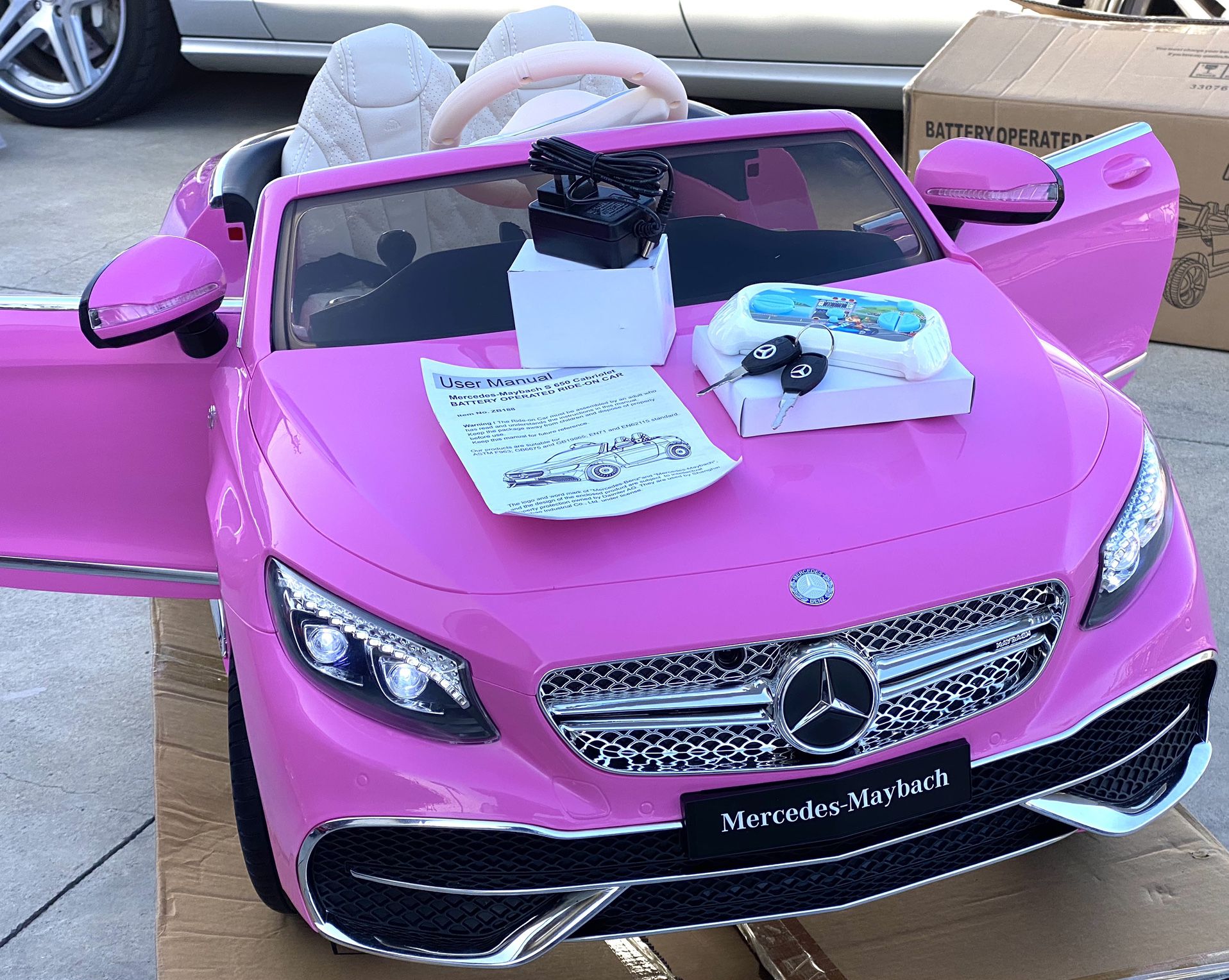 BRAND NEW Pink Mercedes Benz Maybach S650 12volt REMOTE CONTROL MODEL MODEL Electric Kid Ride On Car power wheels Real Leather Seat & Rubber Tires