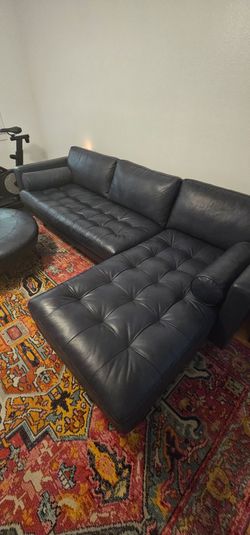 Poly & Bark Napa Leather Sectional - Midnight Blue - Like New
