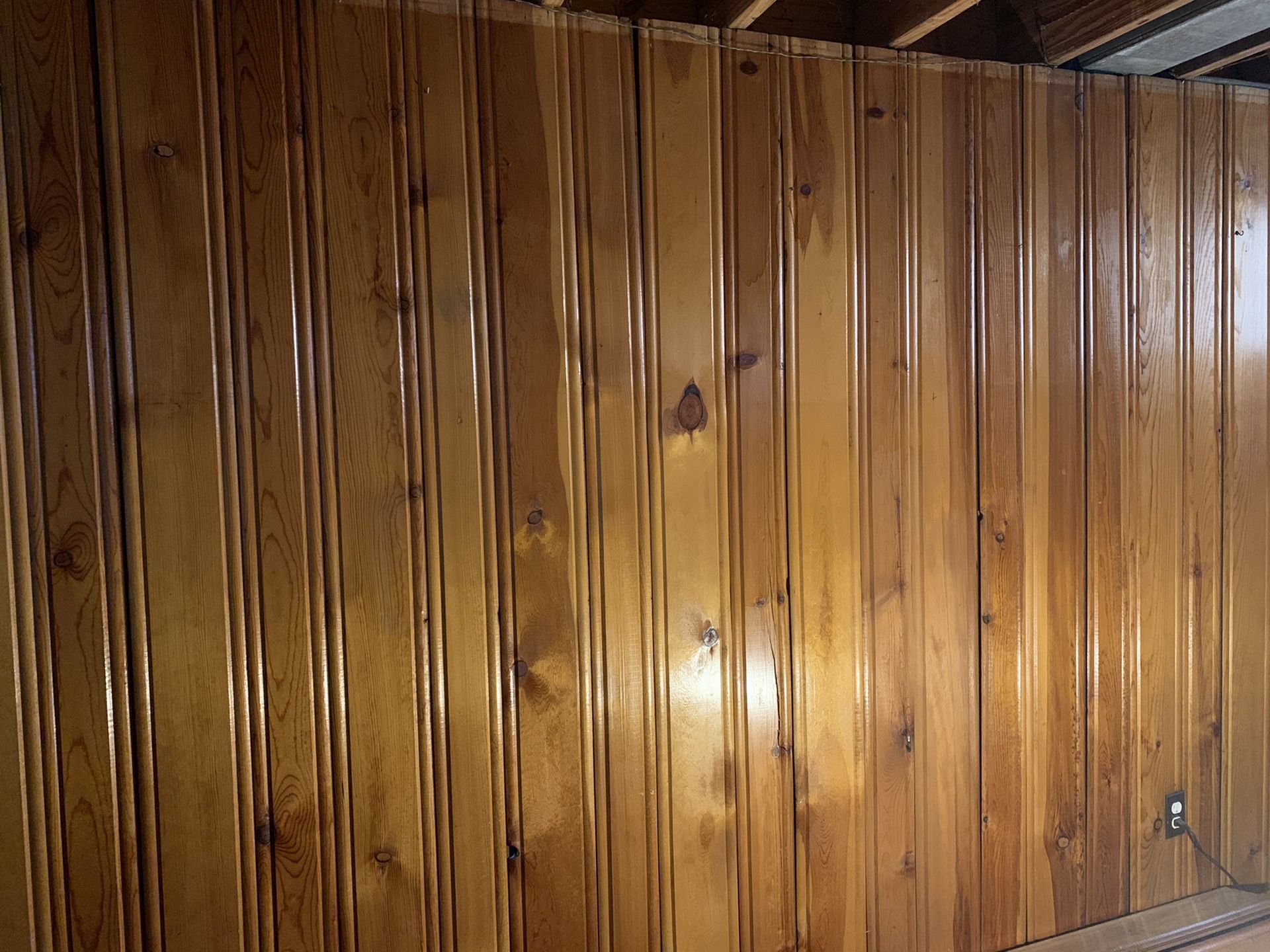 Vintage “Pickwick” knotty pine paneling